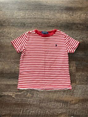 Polo by Ralph Lauren Red & White Striped Short Sleeve Tee